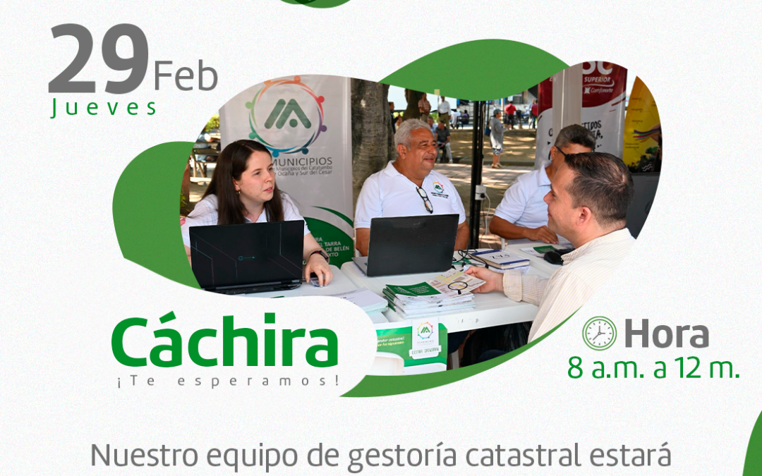 Asomunicipios Gestor Catastral estará en el municipio de Cáchira, este jueves 29 de febrero.